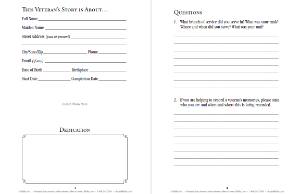 Veteran's Story Journal Inside Page Sample Image