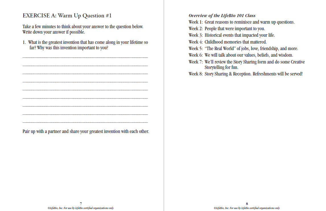 LifeBio 101 8-week Group Class