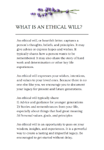 LifeBio Ethical Will inside first page