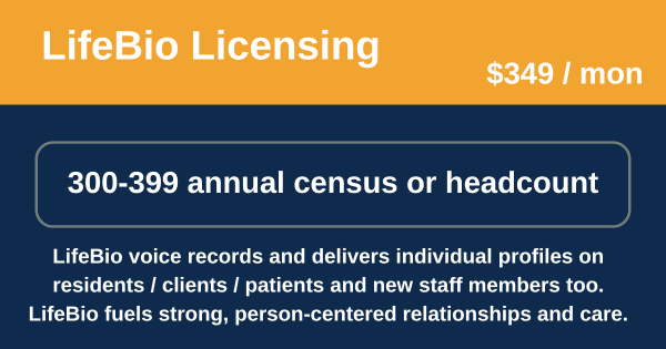 Picture of LifeBio Licensing  - Annual census or headcount of 300-399 people (Monthly Billing) - copy